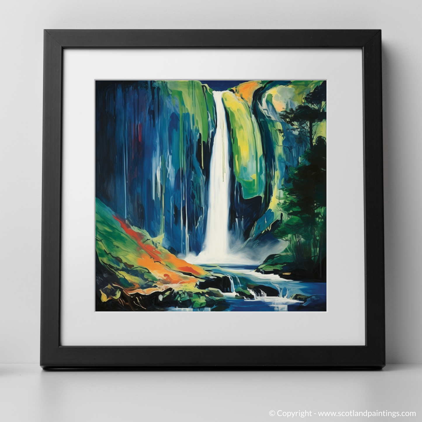 Emerald Cascade: A Color Field Tribute to Bonaloch Falls