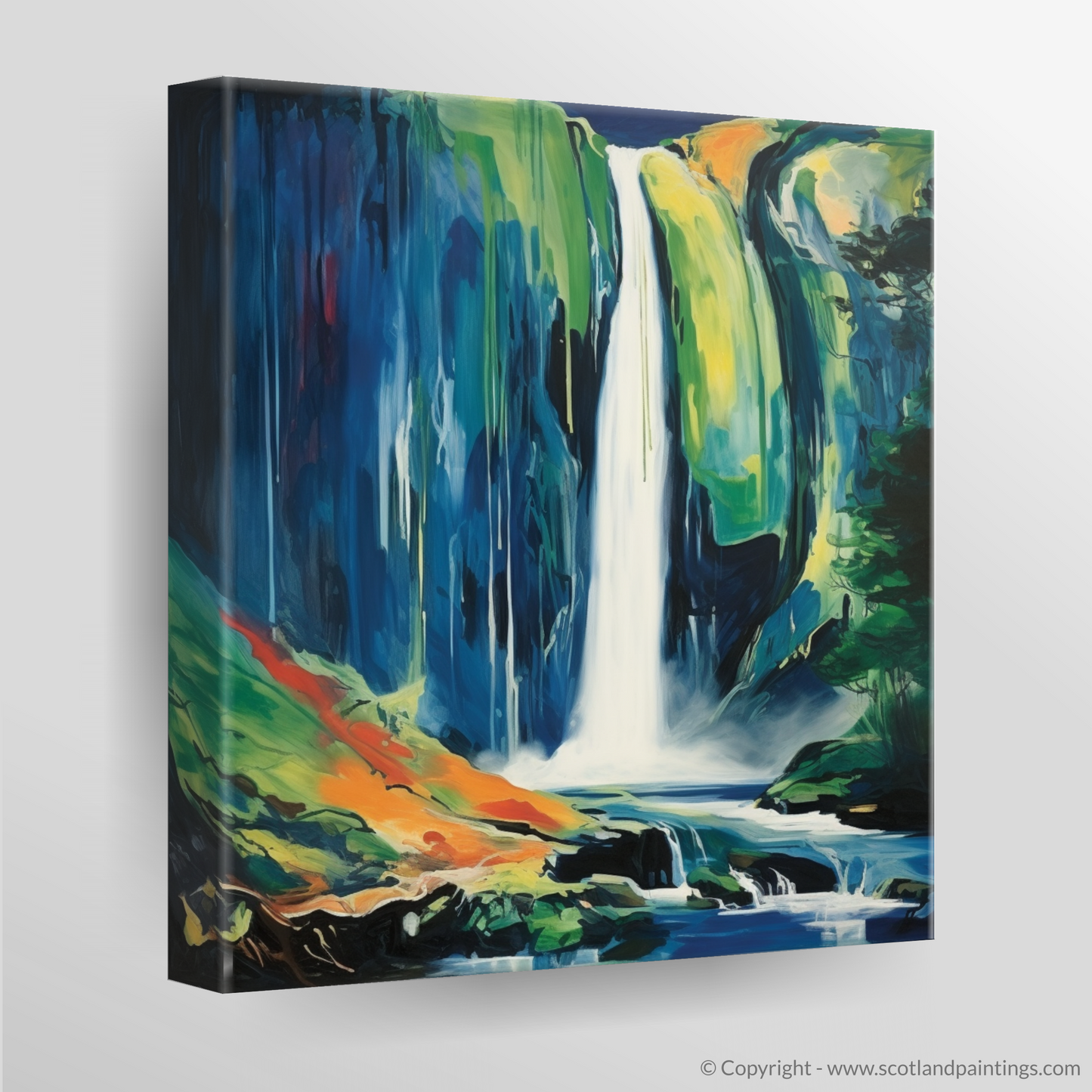 Emerald Cascade: A Color Field Tribute to Bonaloch Falls