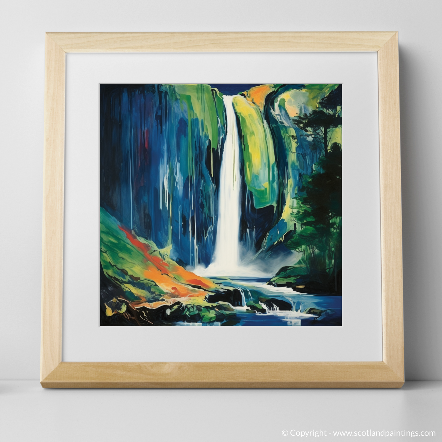 Emerald Cascade: A Color Field Tribute to Bonaloch Falls