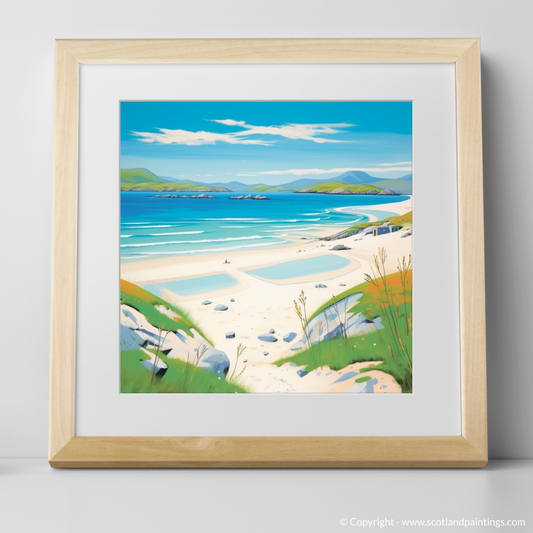 Scottish Shoreline Serenity: A Naive Art Tribute to Traigh Mhor, Isle of Barra