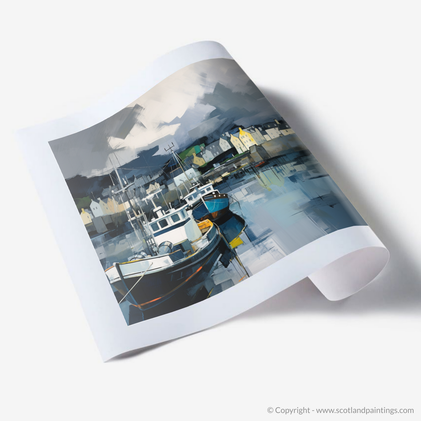Storm over Oban Harbour: A Minimalist Homage to Scottish Seascapes