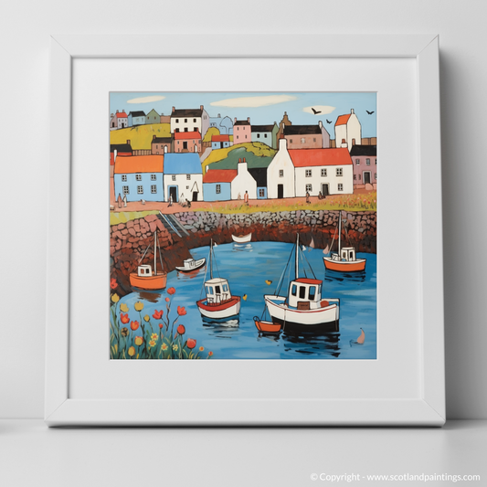 Crail Harbour Delight: A Naive Art Gem from the Scottish Coast