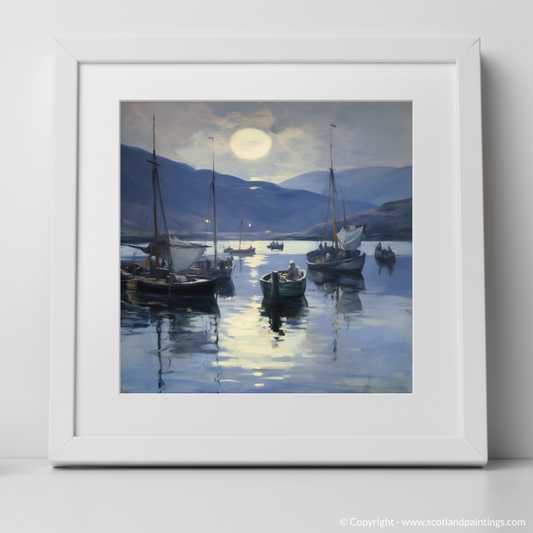 Moonlit Serenity: Ullapool Harbour in Impressionist Hues