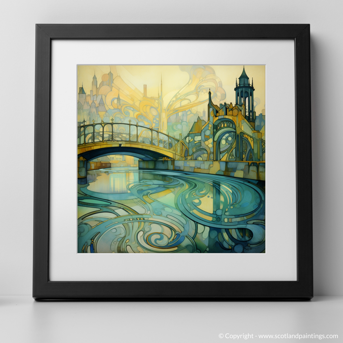 Clyde's Elegance: An Art Nouveau Tribute to Glasgow's Serene Waters