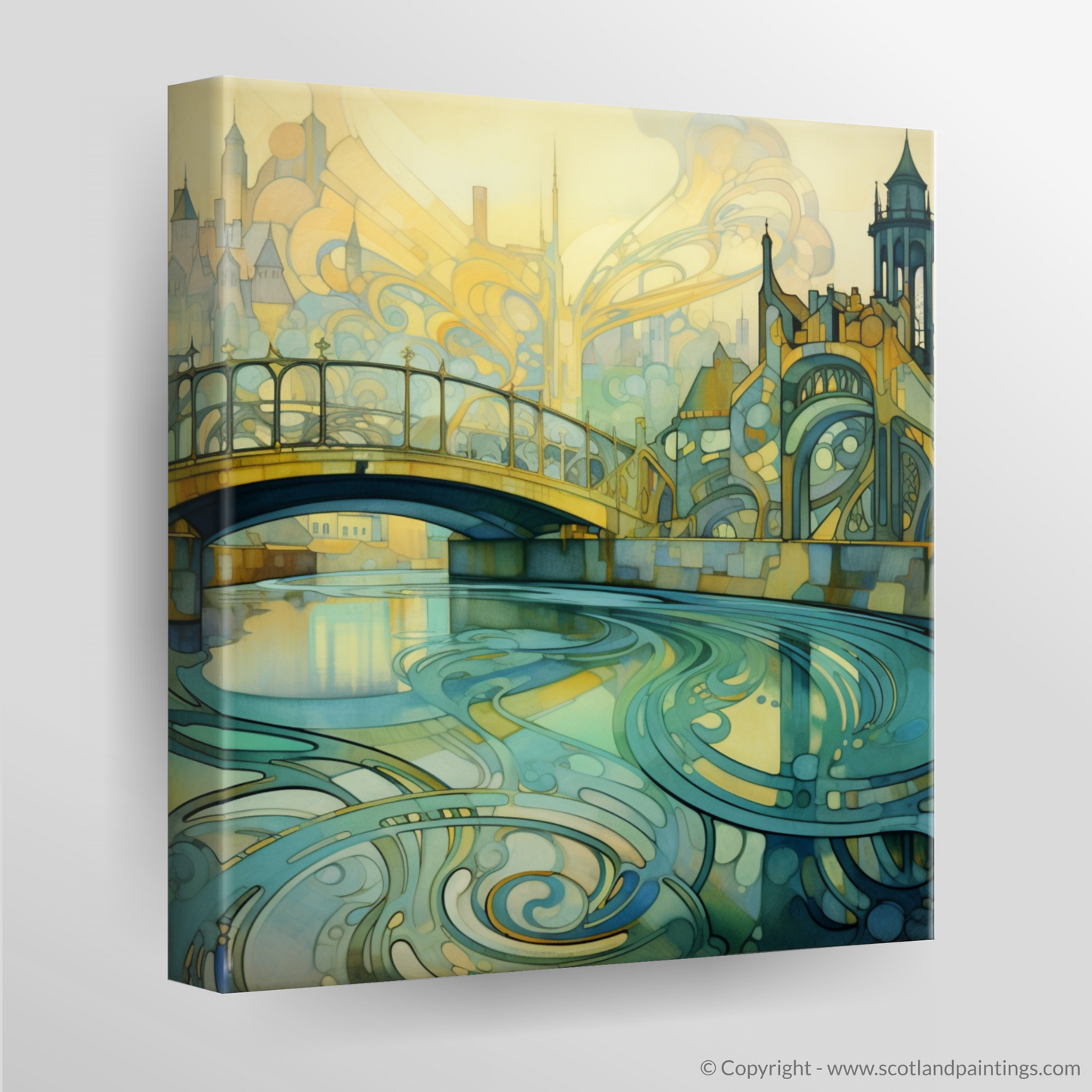 Clyde's Elegance: An Art Nouveau Tribute to Glasgow's Serene Waters