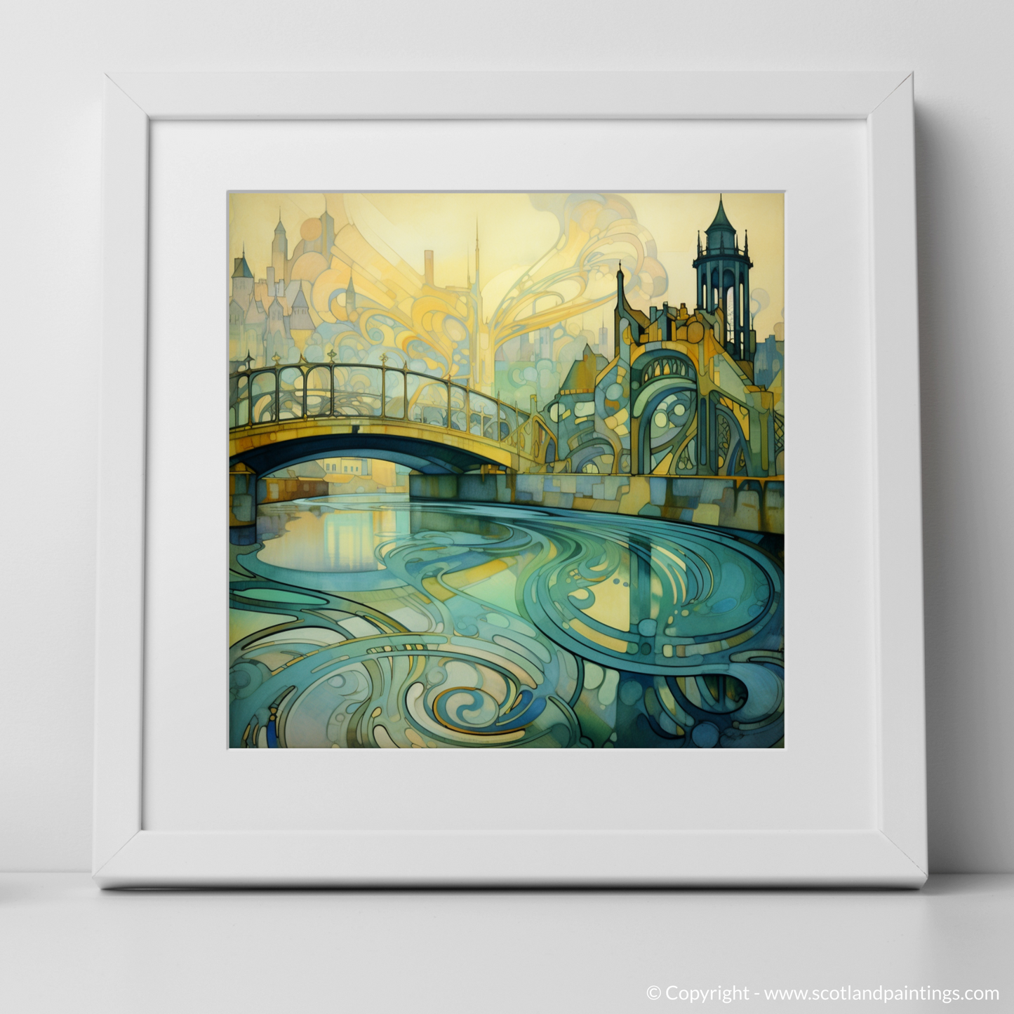 Clyde's Elegance: An Art Nouveau Tribute to Glasgow's Serene Waters