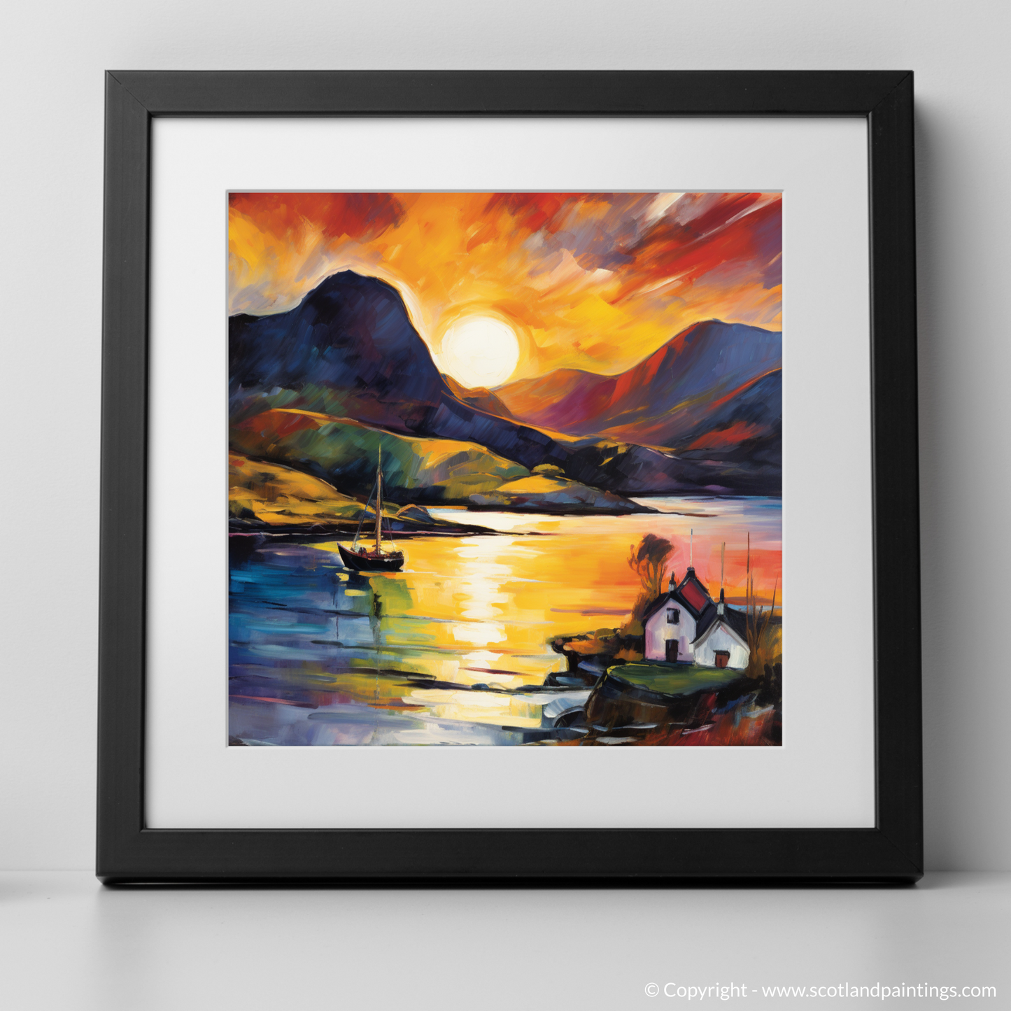 Sunset Blaze over Shieldaig Bay: A Fauvist Homage to Scottish Coves