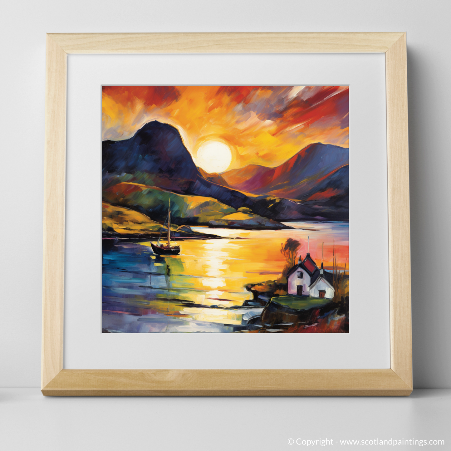 Sunset Blaze over Shieldaig Bay: A Fauvist Homage to Scottish Coves