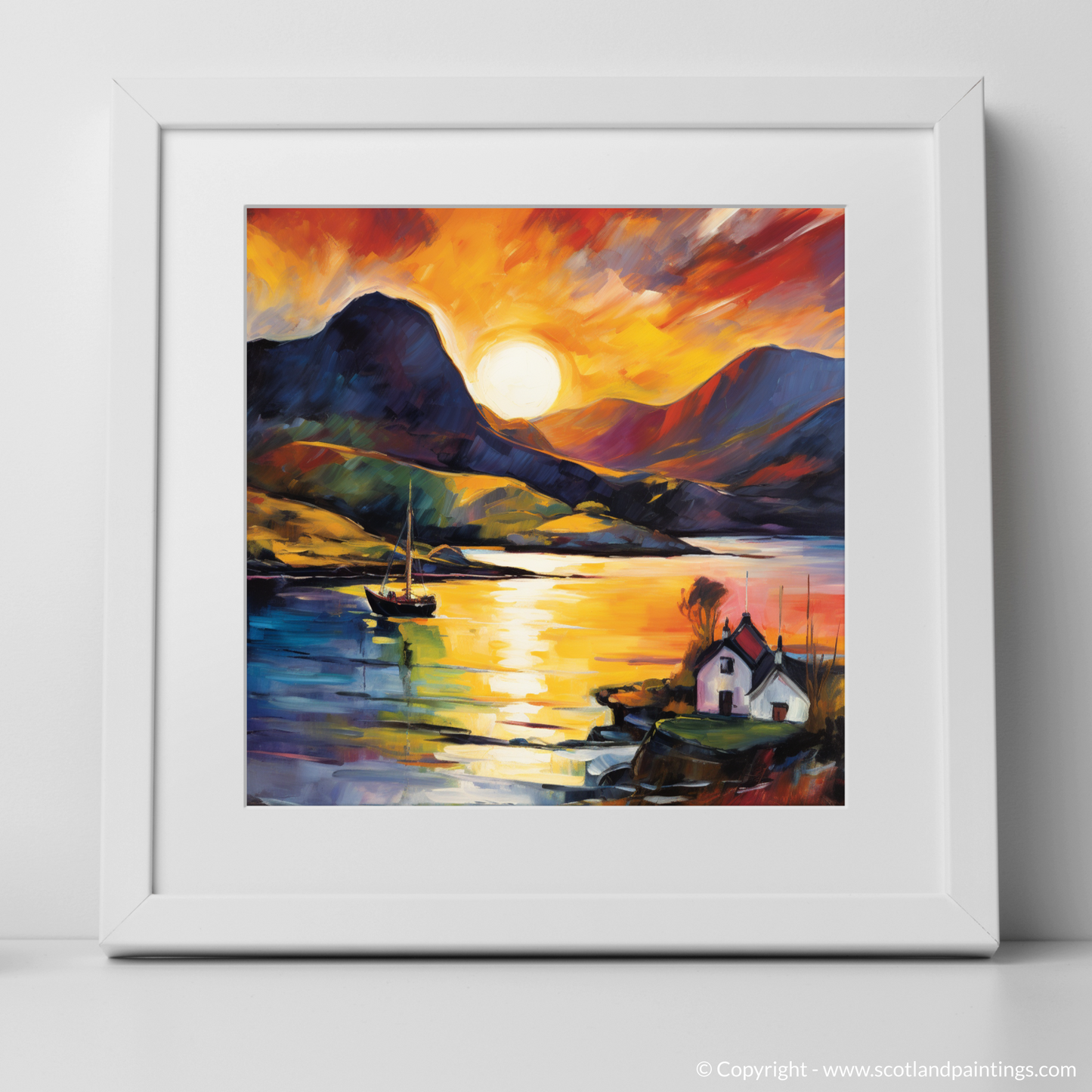 Sunset Blaze over Shieldaig Bay: A Fauvist Homage to Scottish Coves