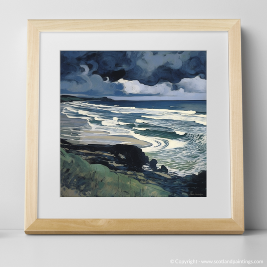 Storm Over Lunan Bay: An Art Nouveau Ode to Scotland's Rugged Coast