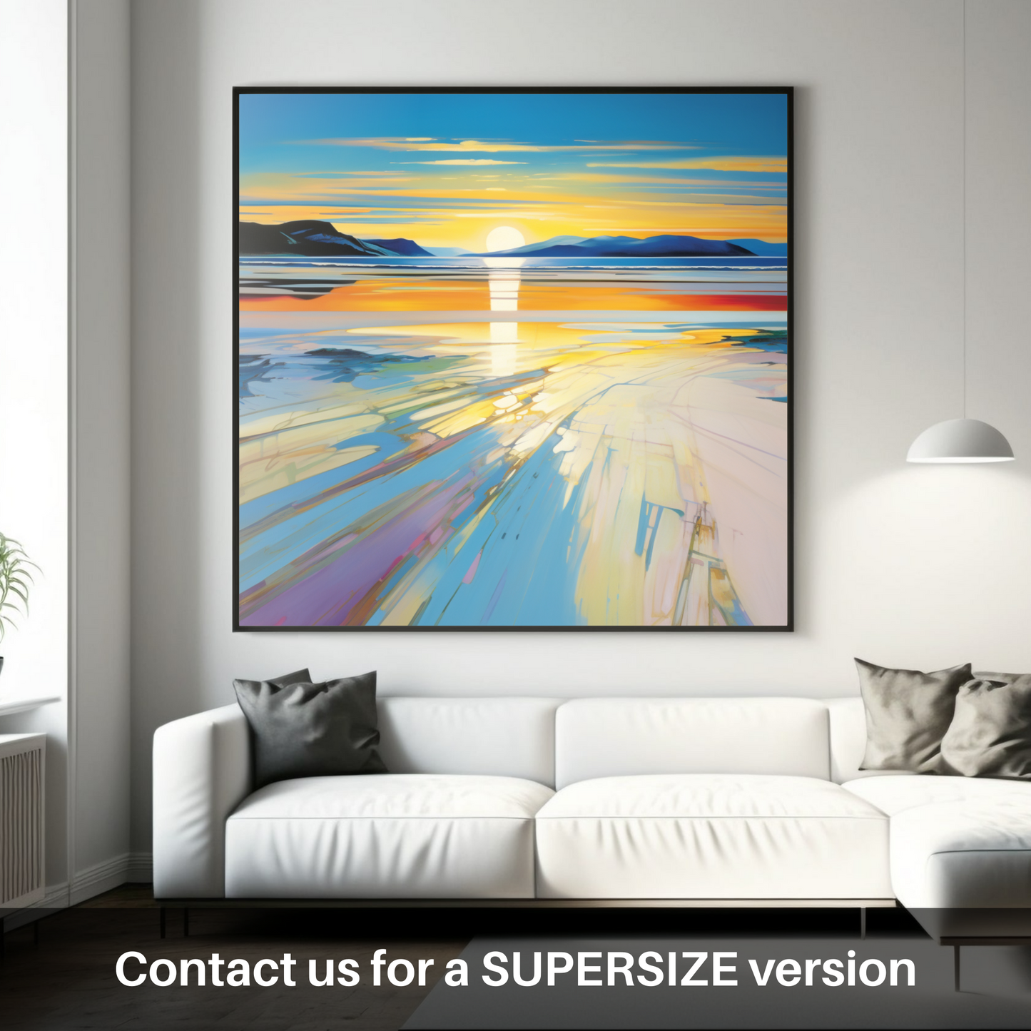 Luskentyre Painting and Art Print. Luskentyre Sands Sunset Bliss in Pop Art Style