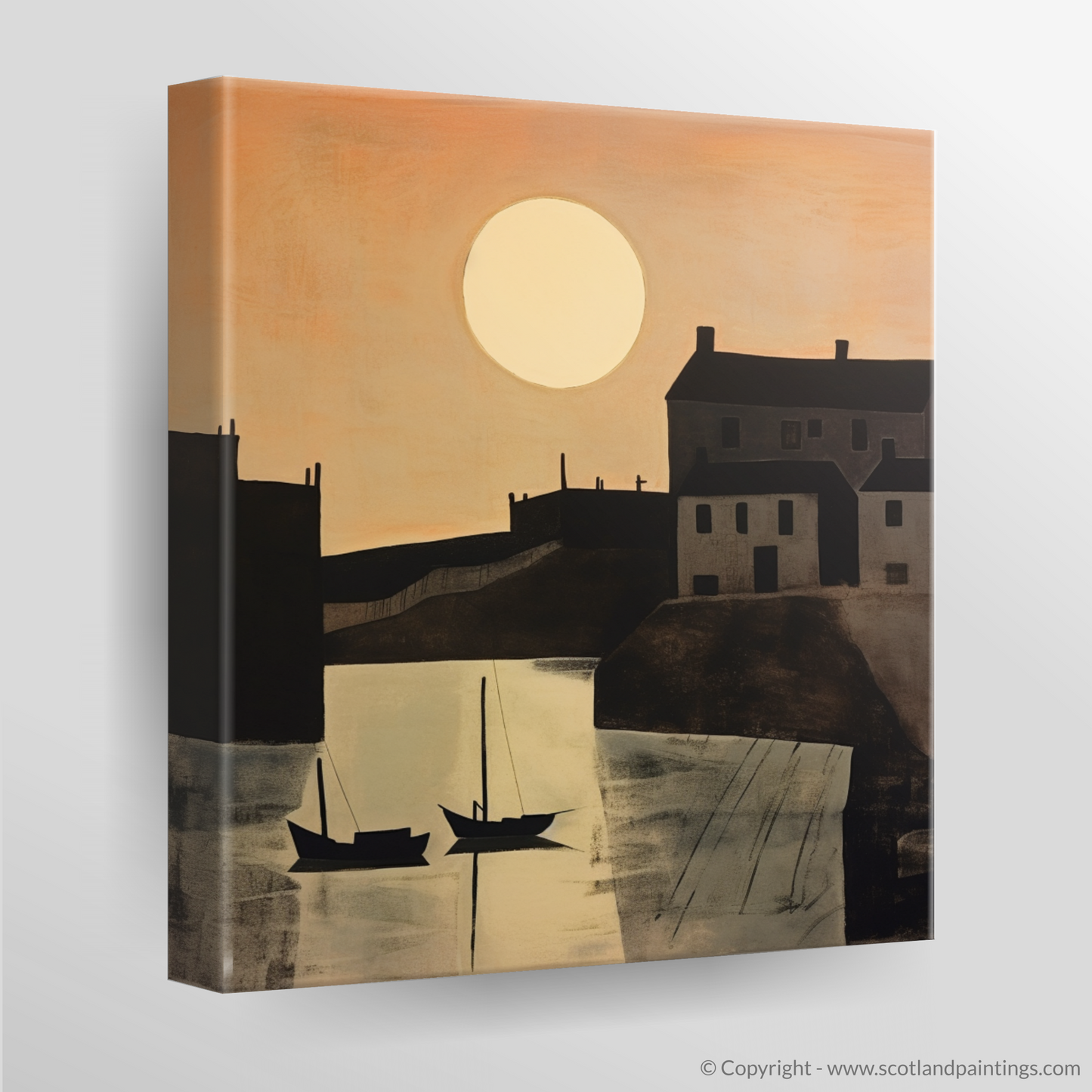 Dusk at Pennan Harbour: Naive Art Captures Coastal Calm