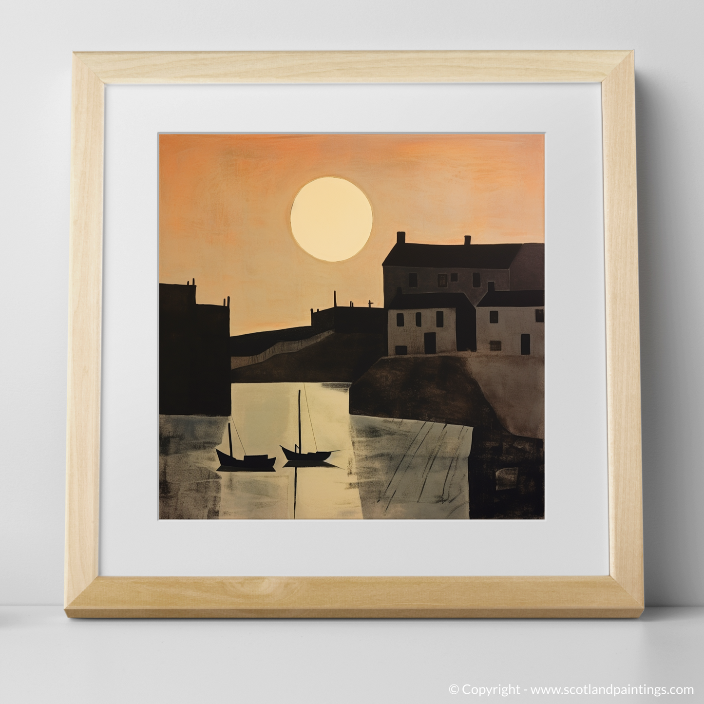 Dusk at Pennan Harbour: Naive Art Captures Coastal Calm