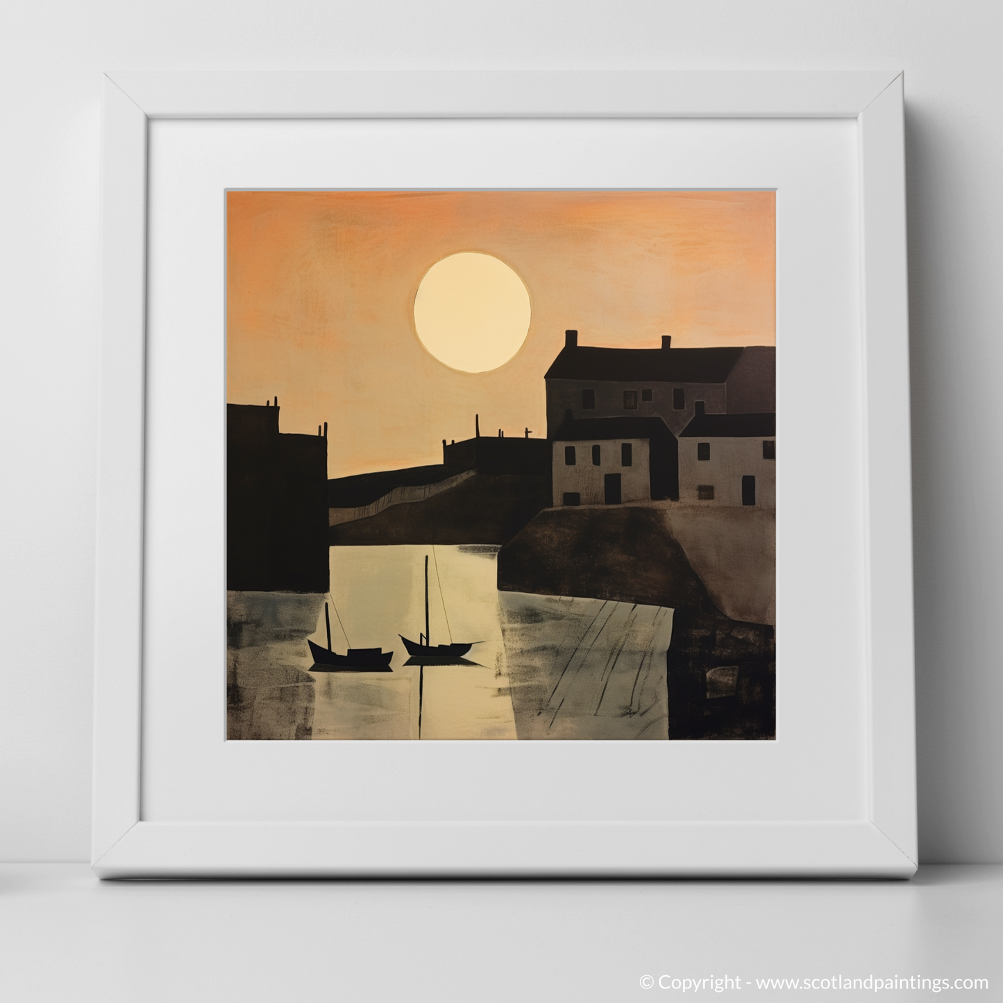 Dusk at Pennan Harbour: Naive Art Captures Coastal Calm