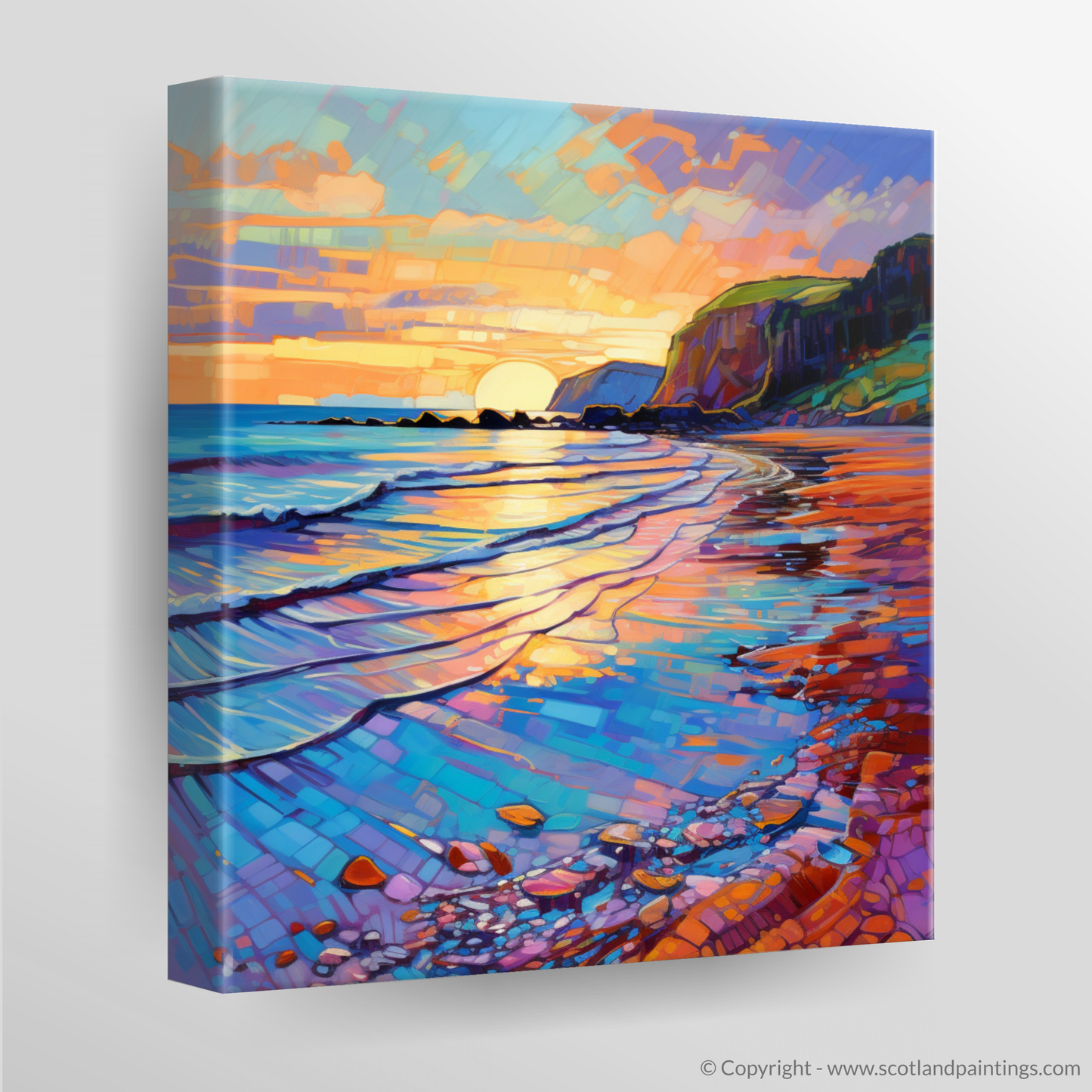 Catterline Bay Sunset: A Modern Impressionist Ode to Scottish Coves
