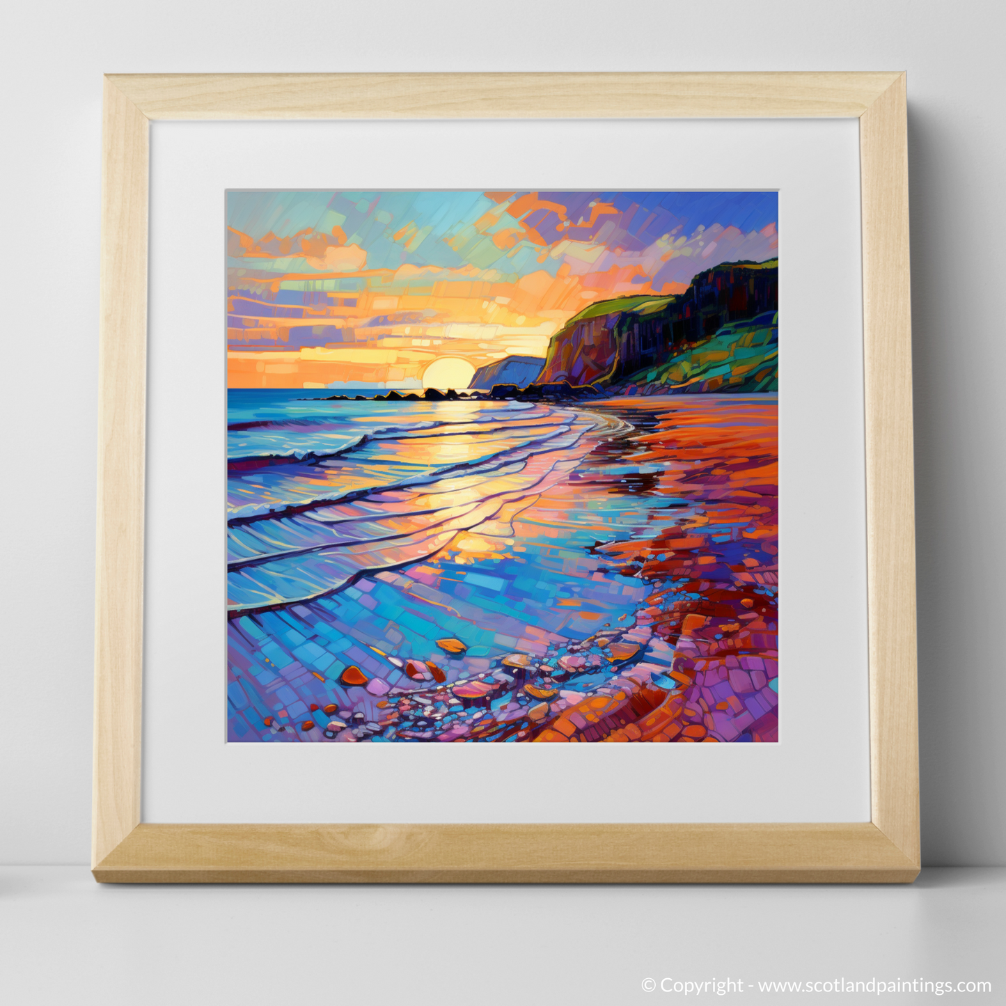 Catterline Bay Sunset: A Modern Impressionist Ode to Scottish Coves