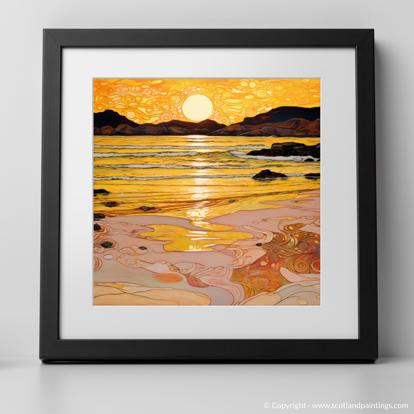 Golden Twilight at Traigh Mhor: An Art Nouveau Ode to Scottish Coves