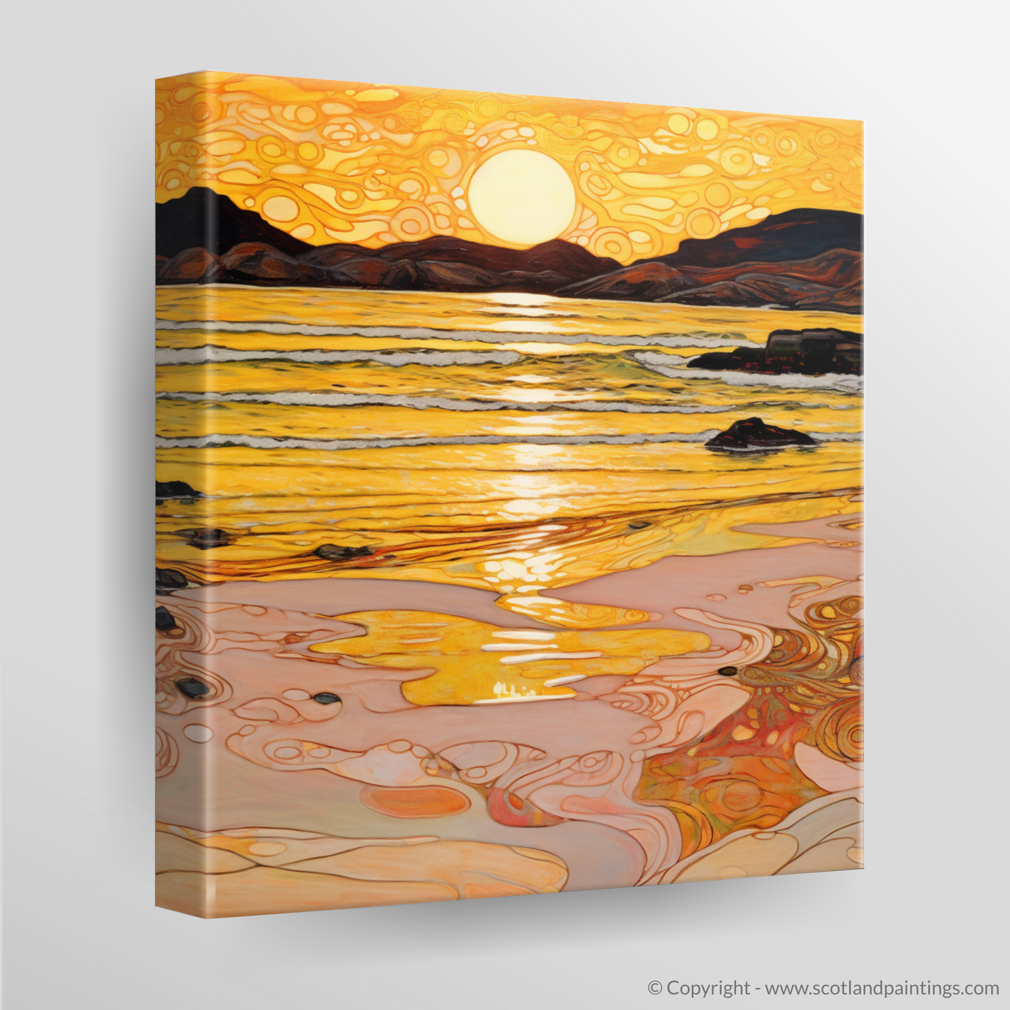 Golden Twilight at Traigh Mhor: An Art Nouveau Ode to Scottish Coves