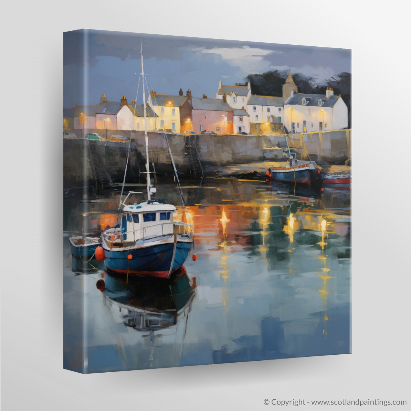 Dusk at Cullen Harbour: A Naive Art Homage