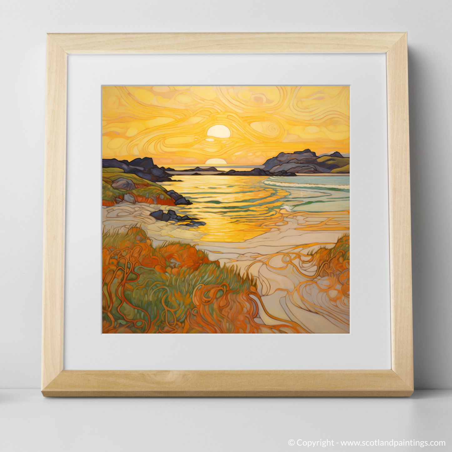 Golden Hour at Traigh Mhor: An Art Nouveau Tribute