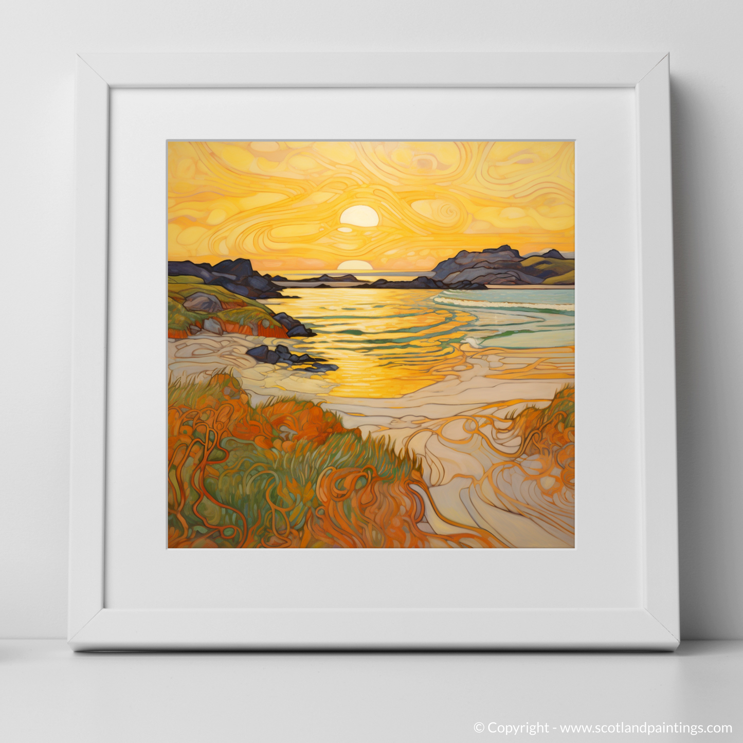 Golden Hour at Traigh Mhor: An Art Nouveau Tribute