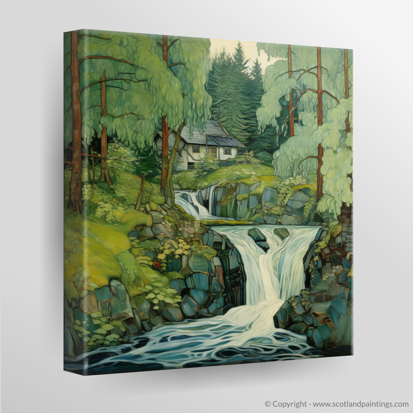 Enchanted Waters of Bonaloch Falls: An Art Nouveau Tribute