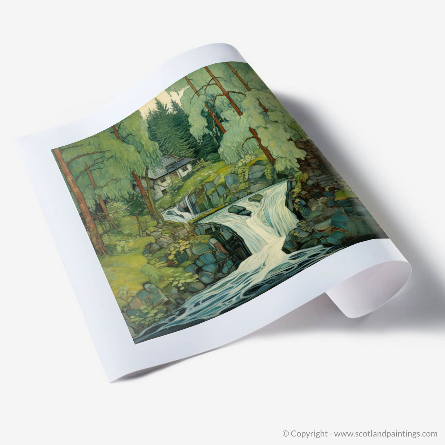 Enchanted Waters of Bonaloch Falls: An Art Nouveau Tribute