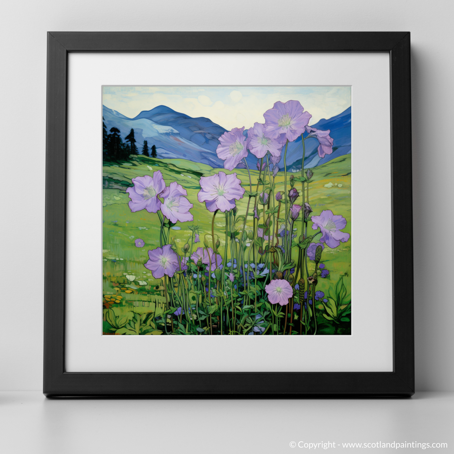 Art Nouveau Vision of Wood Cranesbill in Glencoe Meadows