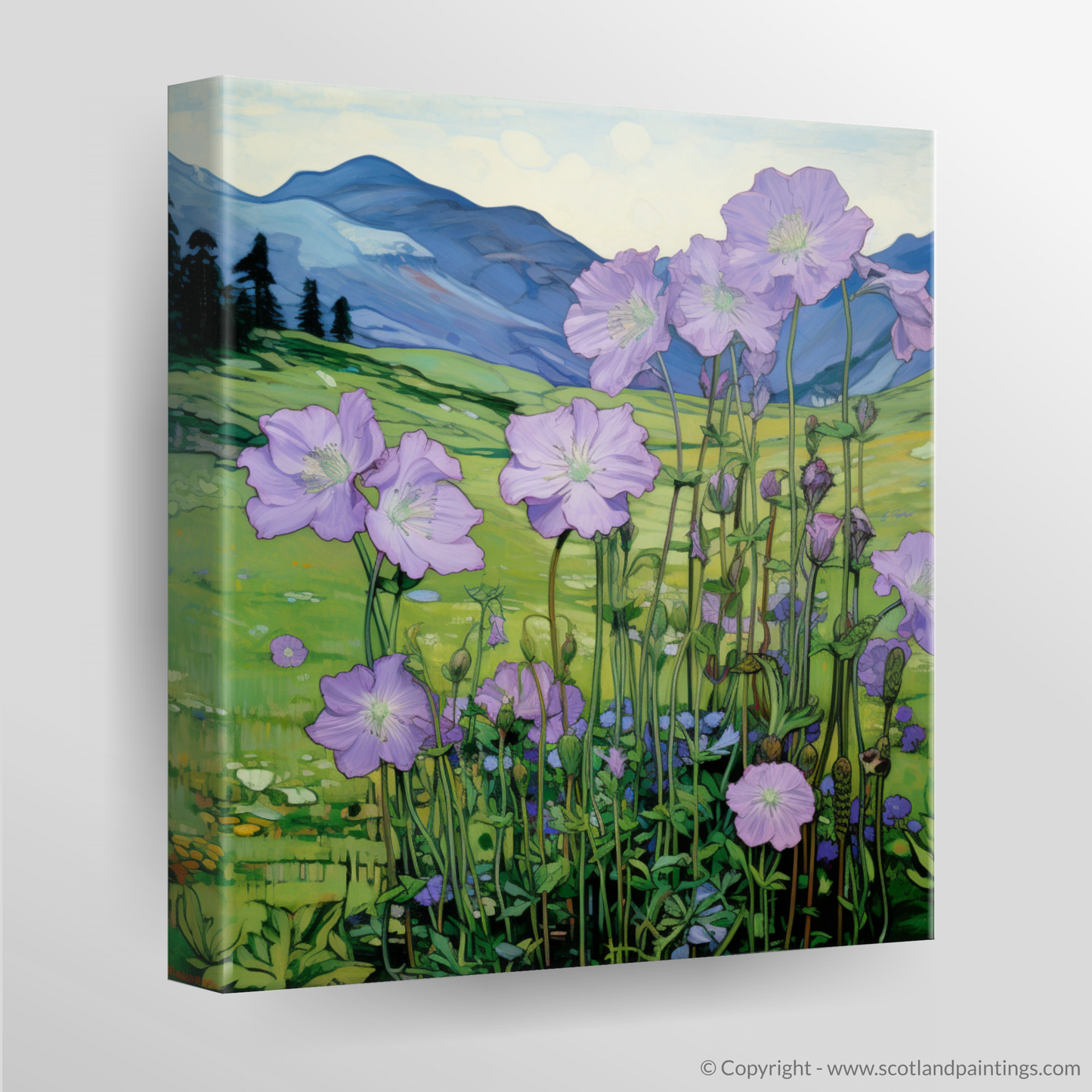 Art Nouveau Vision of Wood Cranesbill in Glencoe Meadows