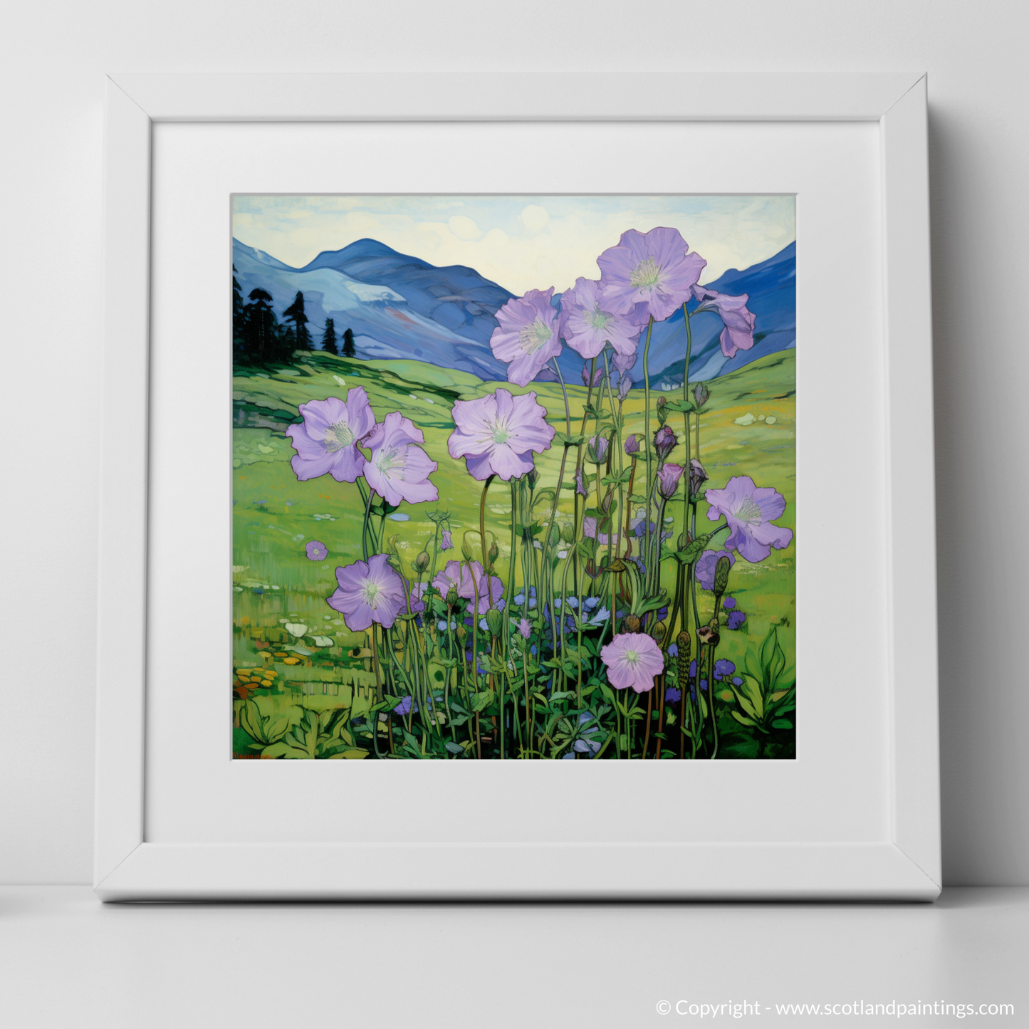 Art Nouveau Vision of Wood Cranesbill in Glencoe Meadows