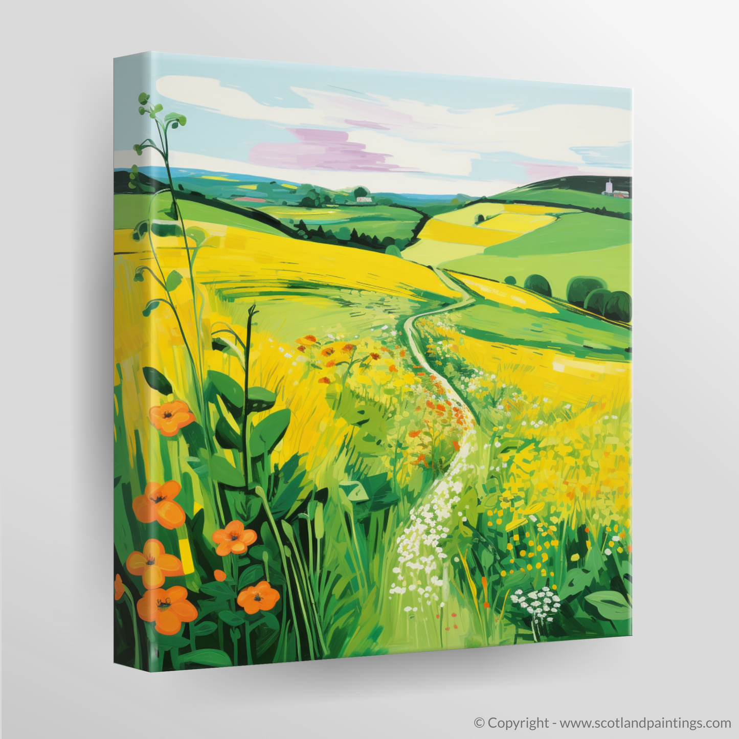 Vibrant Speyside Meadow: A Pop Art Tribute to Scottish Flora