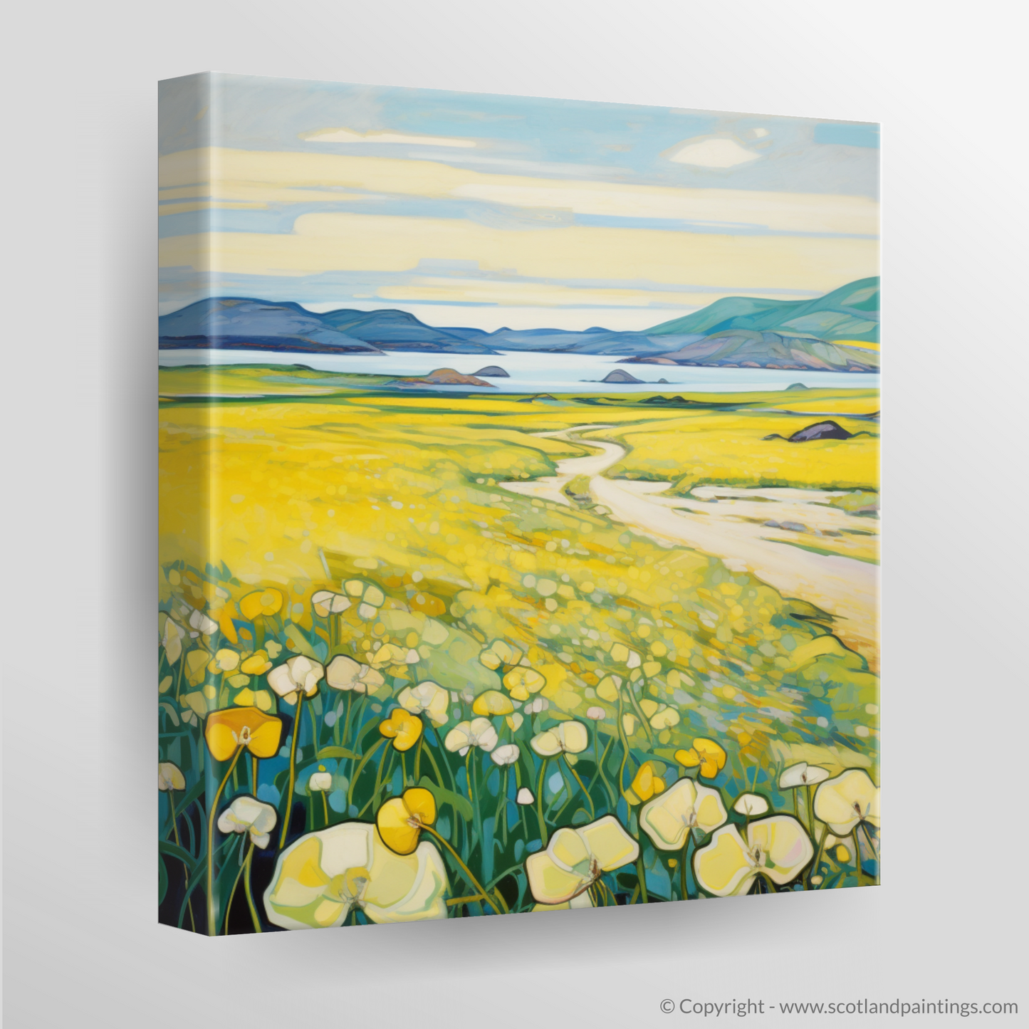 Machair Mosaic: A Cubist Tribute to Yellow Rattle of the Outer Hebrides