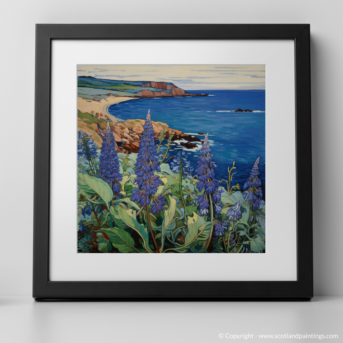 Vibrant Vistas of Viper's Bugloss: An Art Nouveau Tribute to Scotland's Coastal Charm