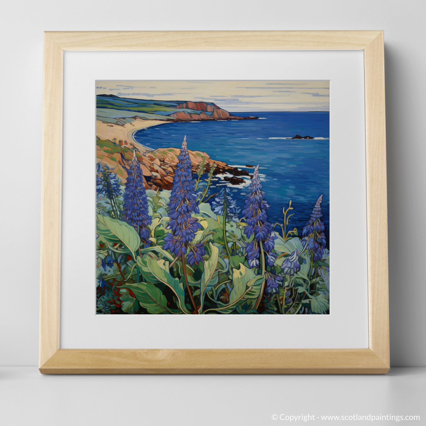 Vibrant Vistas of Viper's Bugloss: An Art Nouveau Tribute to Scotland's Coastal Charm