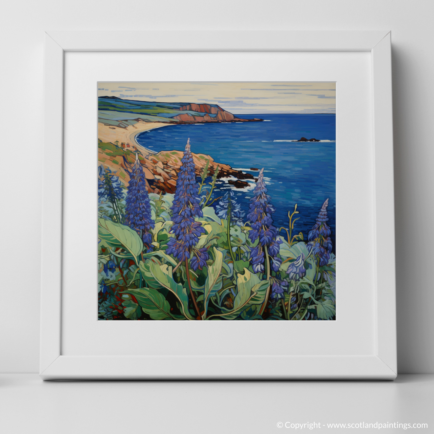 Vibrant Vistas of Viper's Bugloss: An Art Nouveau Tribute to Scotland's Coastal Charm