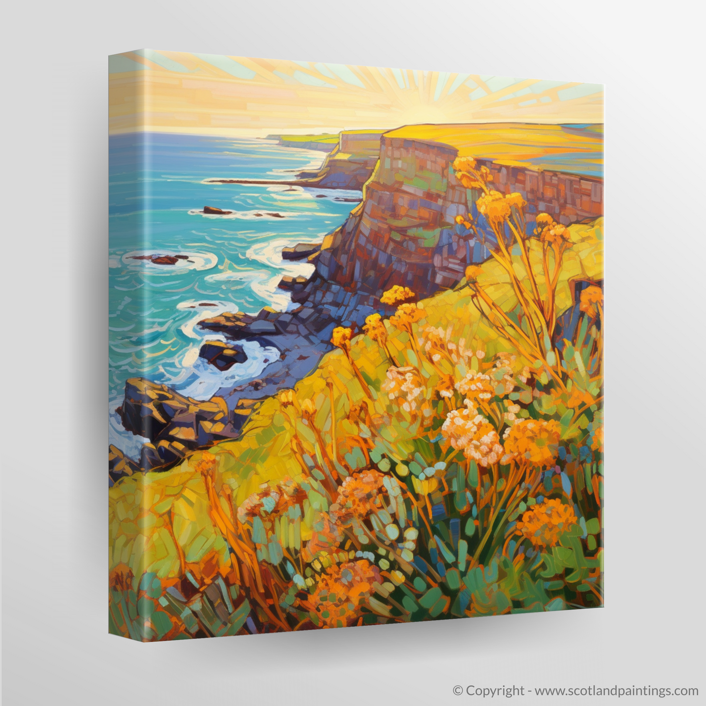 Golden Samphire on Berwick Cliffs: A Modern Impressionist Tribute
