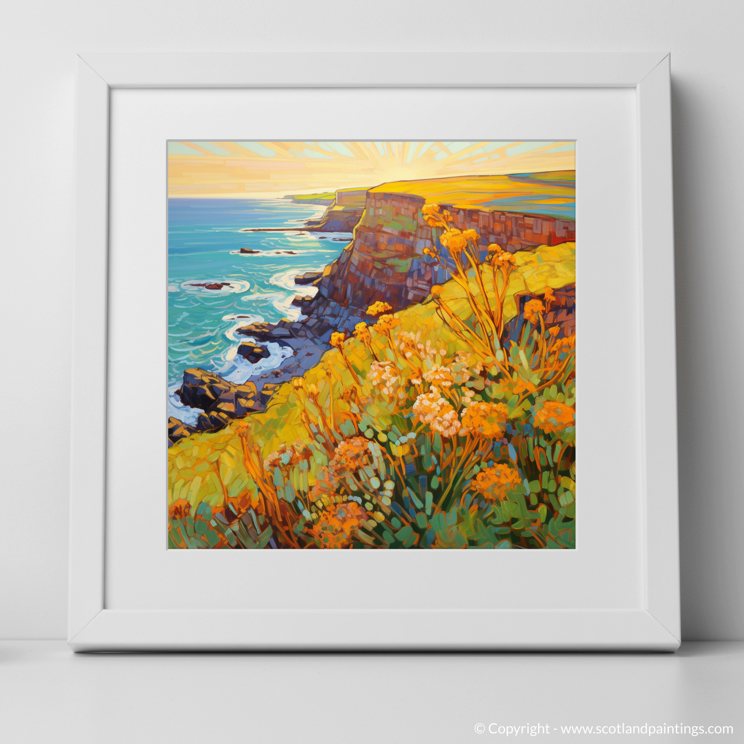 Golden Samphire on Berwick Cliffs: A Modern Impressionist Tribute