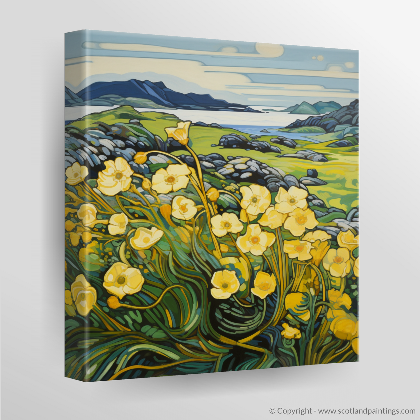 Enchantment of the Hebridean Machair: Yellow Rattle in Art Nouveau Style