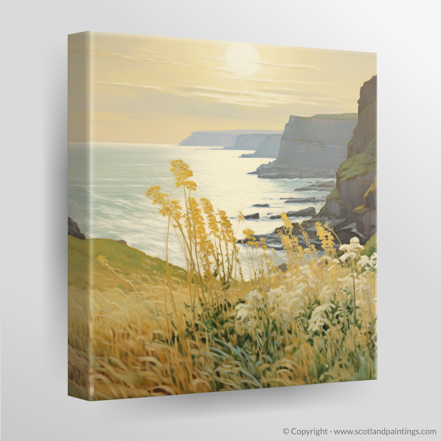 Golden Samphire Serenade: An Art Nouveau Tribute to Berwick-upon-Tweed's Cliff-side Blooms