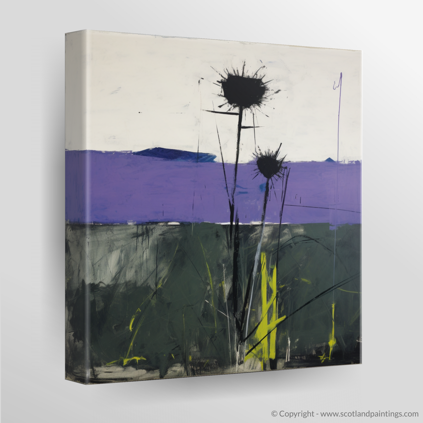 Melancholy Thistle in Inverness-shire Grasslands: An Abstract Expressionist Journey