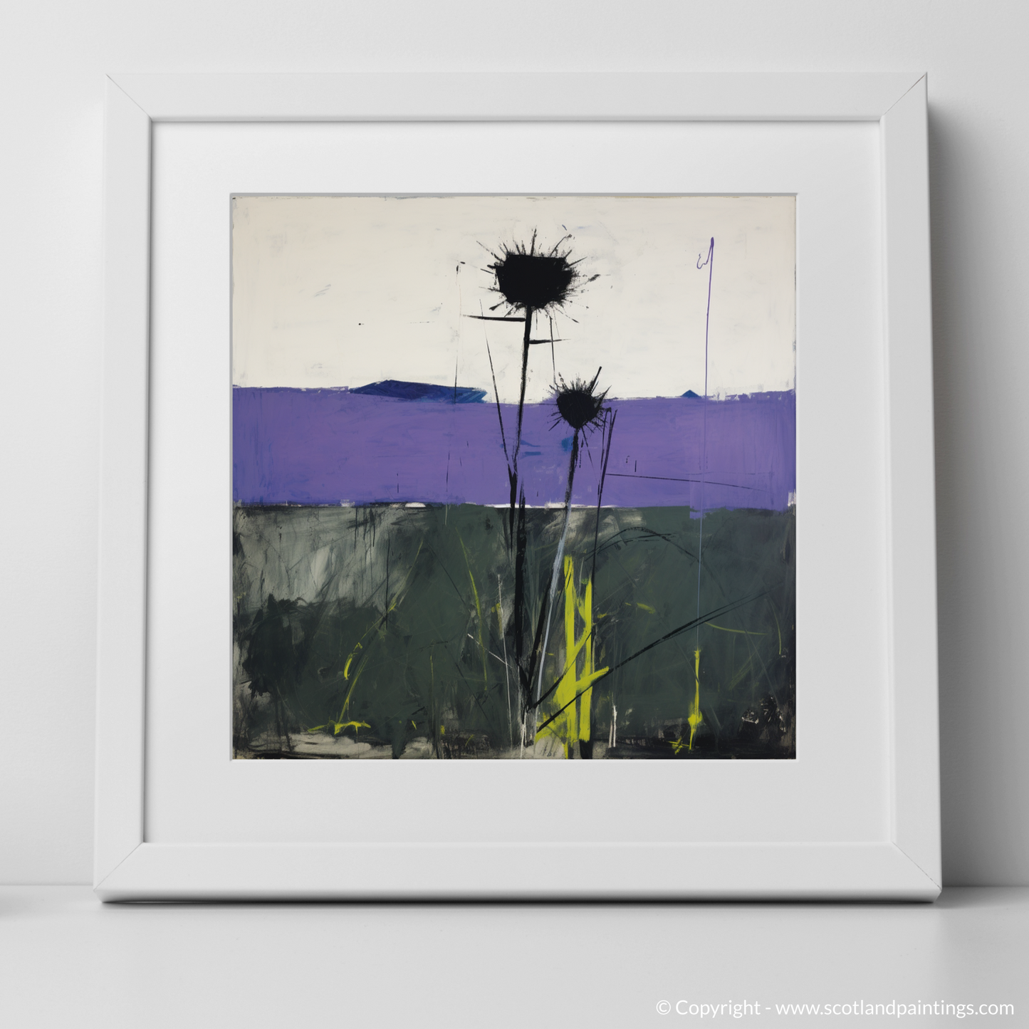 Melancholy Thistle in Inverness-shire Grasslands: An Abstract Expressionist Journey