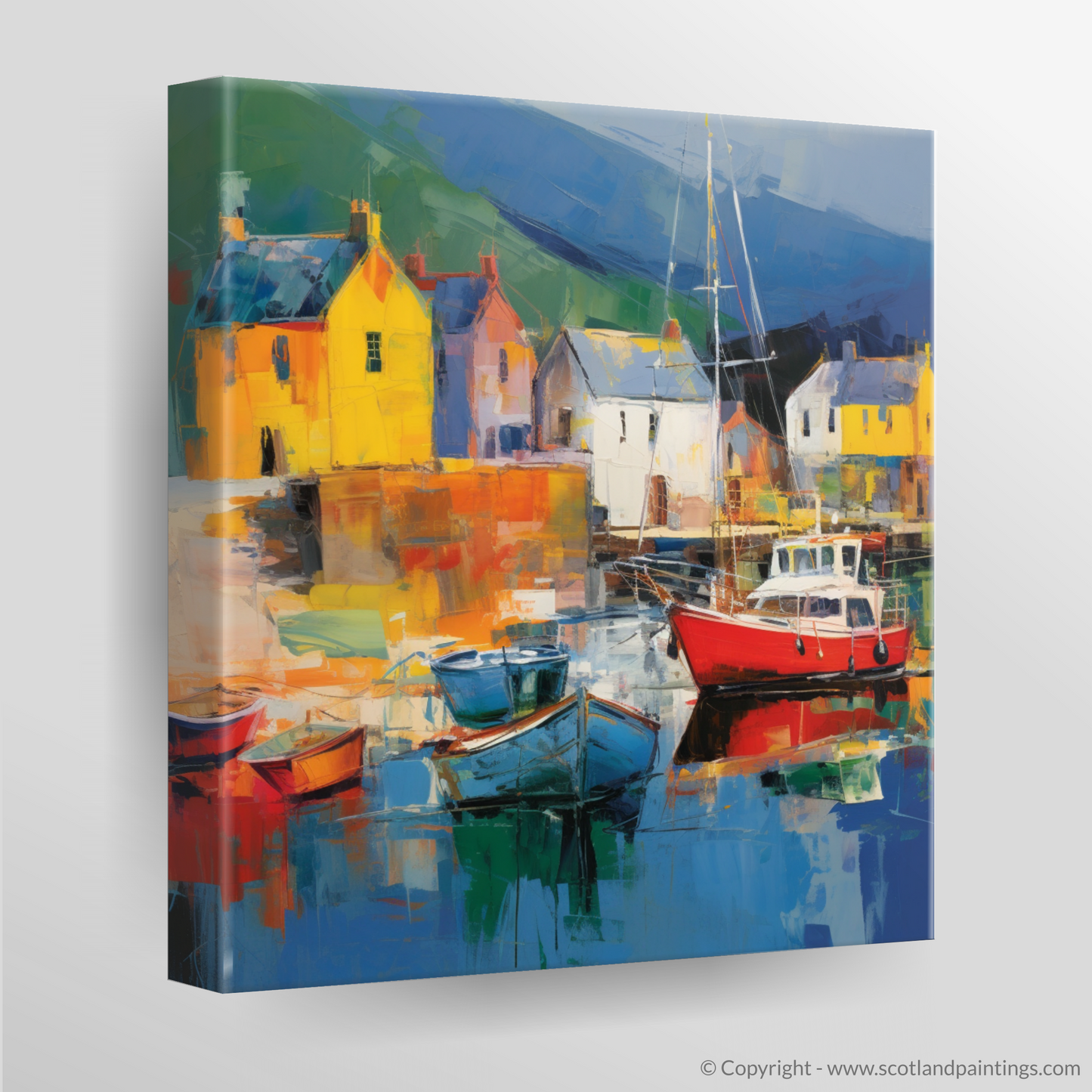 Tarbert Essence: An Abstract Expressionist Ode to Scottish Coastal Charm