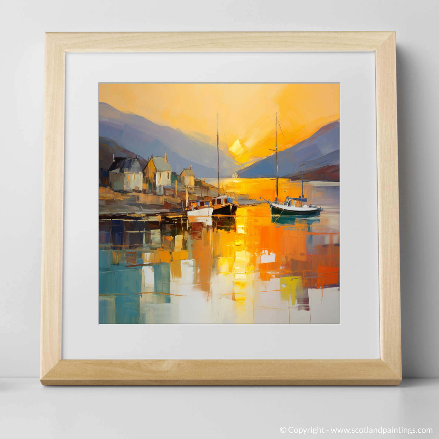 Golden Hour at Ullapool Harbour: An Abstract Expressionist Odyssey