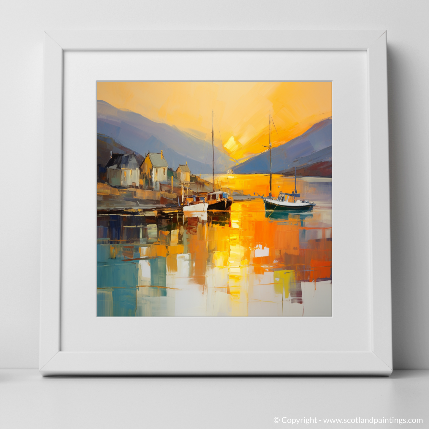 Golden Hour at Ullapool Harbour: An Abstract Expressionist Odyssey