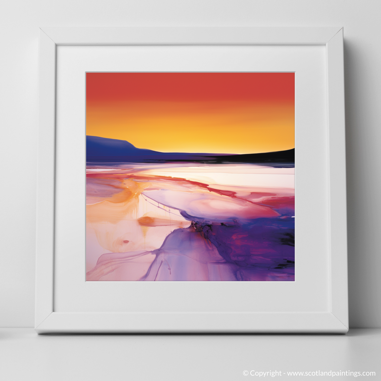 Sunset Blaze over Durness Beach - Abstract Elegance