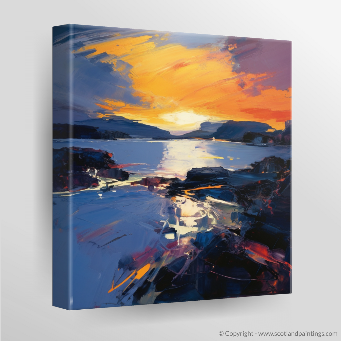 Dusk's Fiery Embrace: An Abstract Expressionist Ode to Easdale Sound