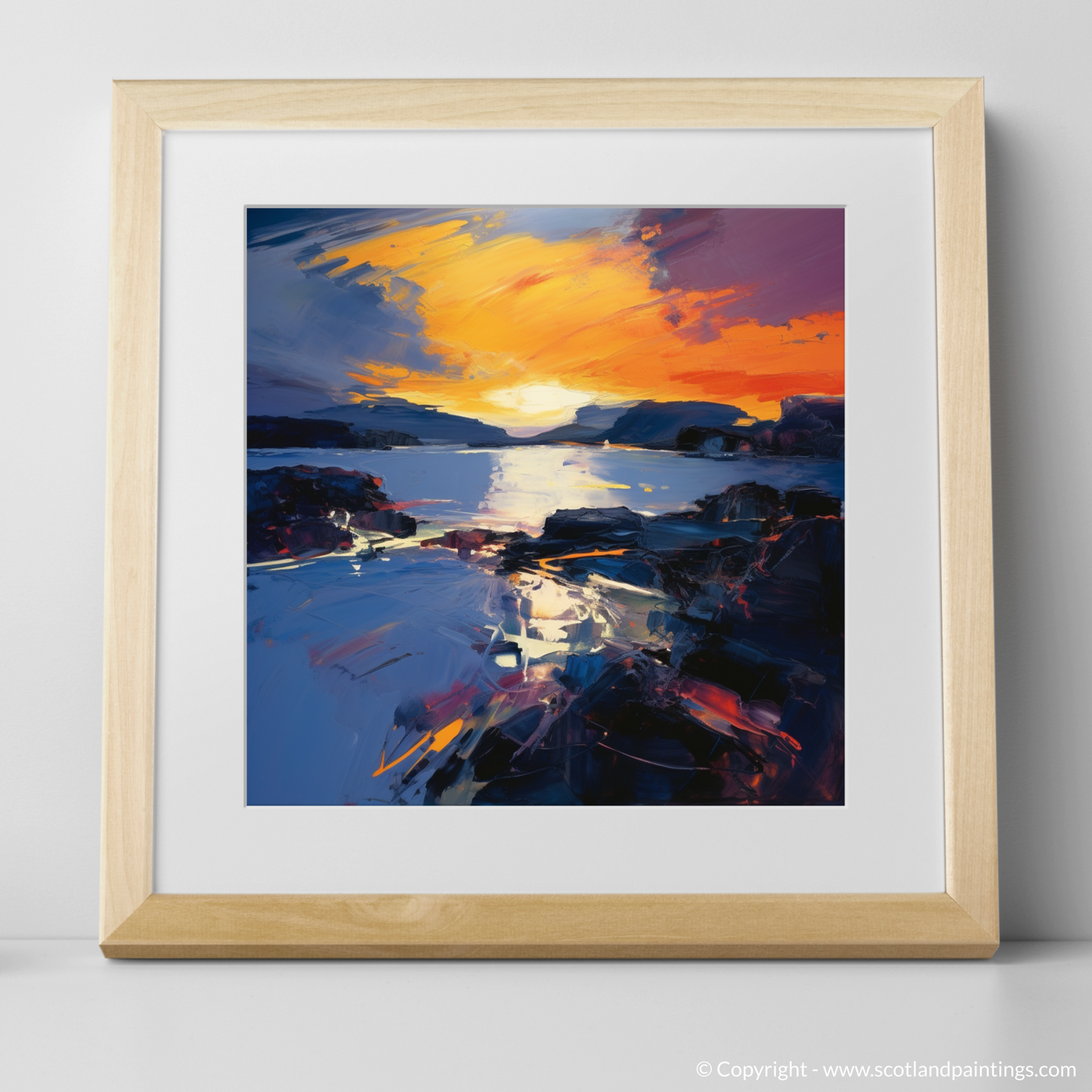 Dusk's Fiery Embrace: An Abstract Expressionist Ode to Easdale Sound