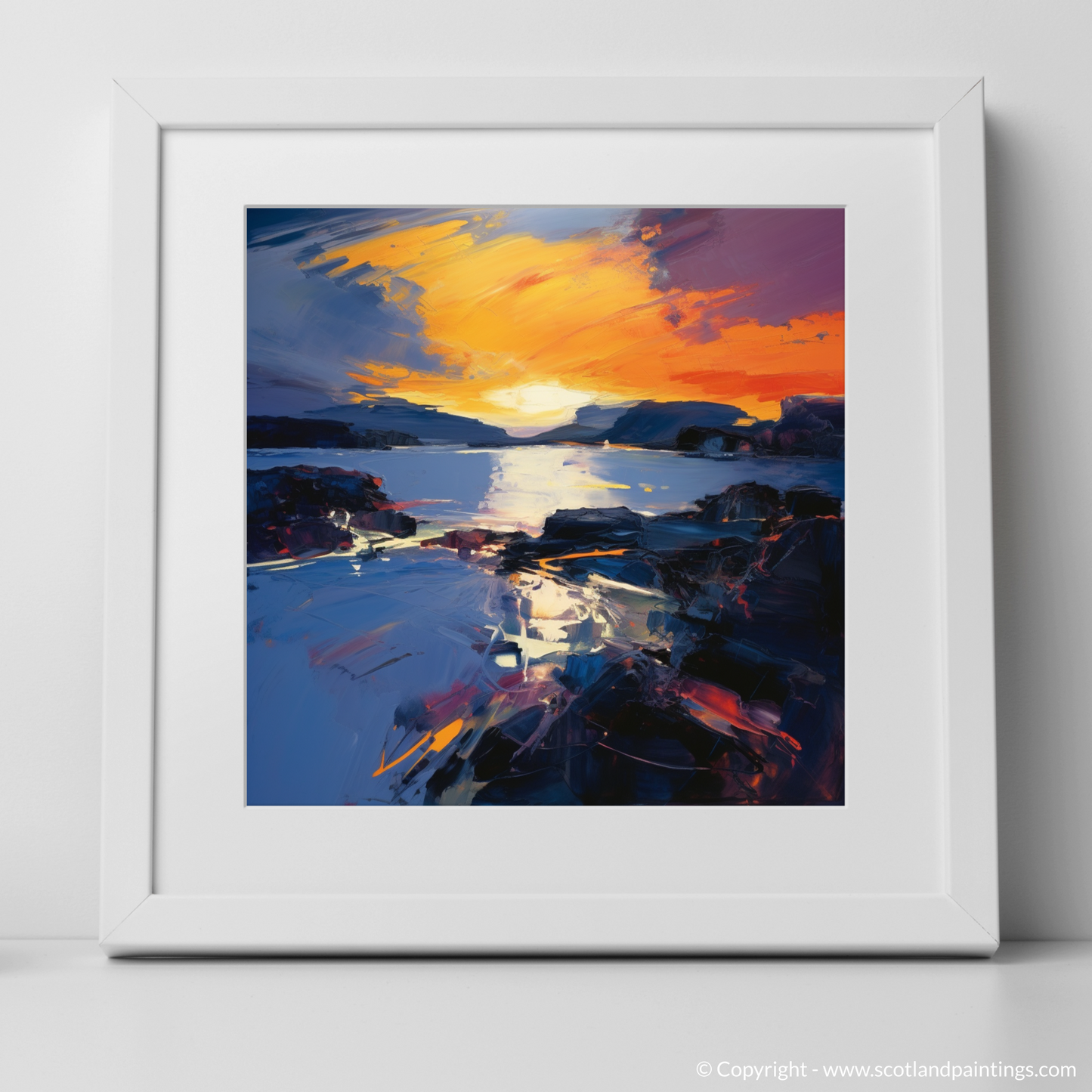 Dusk's Fiery Embrace: An Abstract Expressionist Ode to Easdale Sound