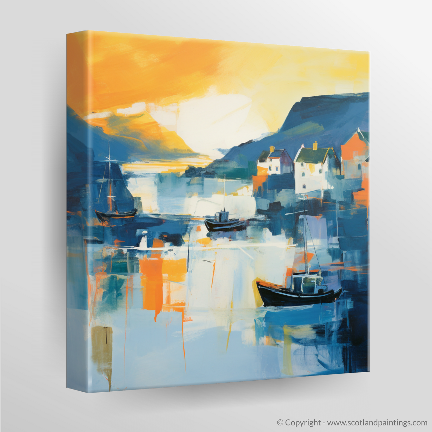 Golden Hour Serenade: An Abstract Ode to Portree Harbour