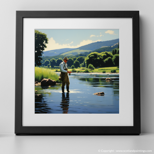 Serene Splendour: A Man Fly Fishing on the River Teith
